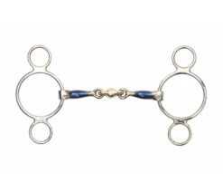 Shires Blue Sweet Iron Two Ring Gag With Lozenge Bit