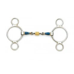 Blue Steel 2-Ring Gag With Loose Brass Roller Disks