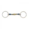 Blue Steel Double Jointed Mouth Loose Ring With Brass Rollers