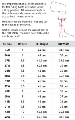 Horze Rover Field Boot 6 Horze Rover Field Boot -Riding Apparel Store horzesizechart